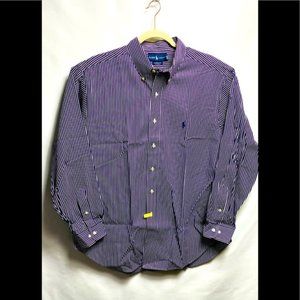 ralph lauren men’s Classic Fit dress shirt striped purple sz 17.5 (34-35)